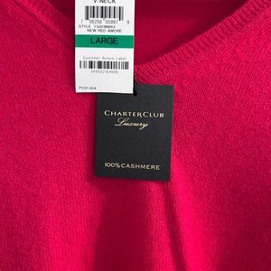 Beautiful NWT red cashmere sweater. Ladies size Large. Perfect for the holidays.